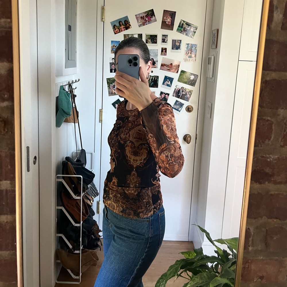 Vintage Brown mesh Paisley Women's Top